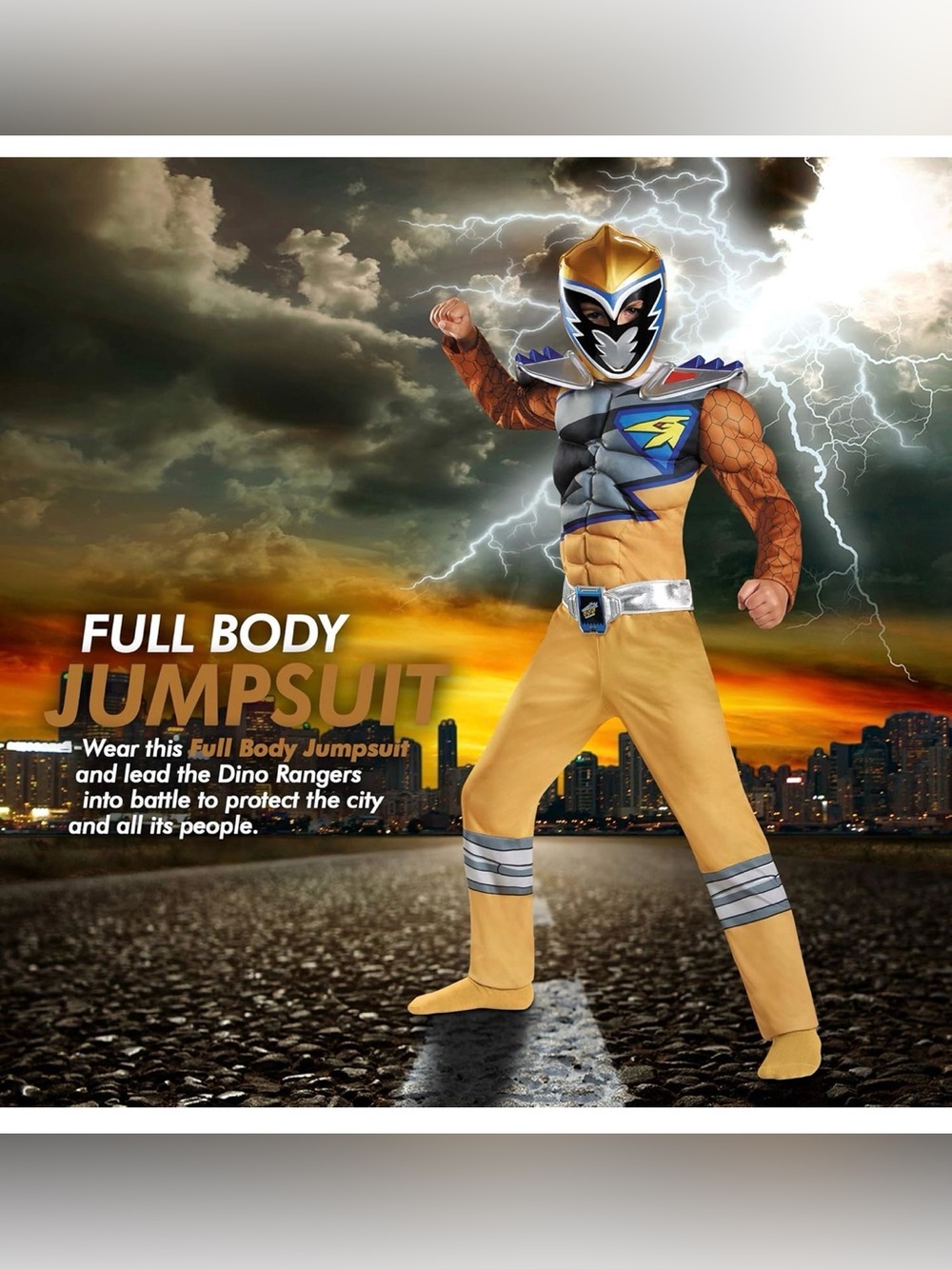 Power Rangers Dino Super Charge Gold Ranger Boys Costume Small (4/6) NEW - Picture 2 of 13